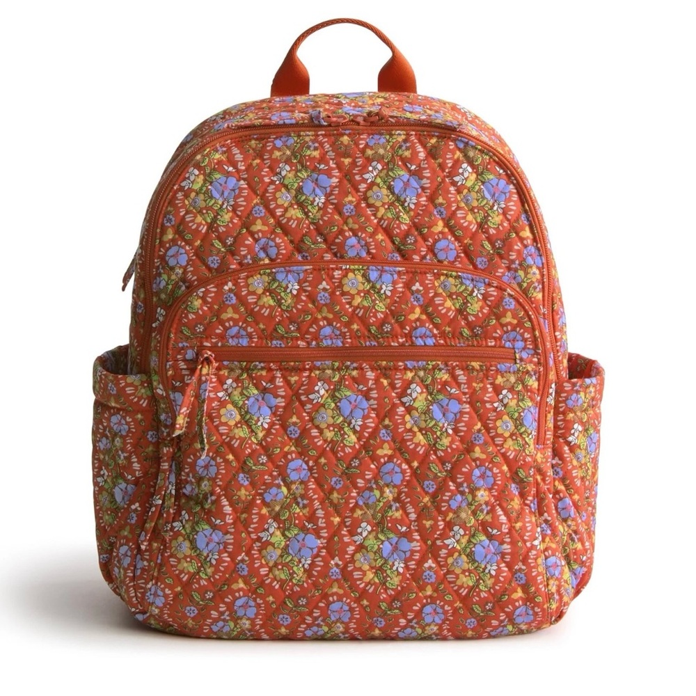 Vera Bradley Bancroft Quilted Backpack Premium Cotton Bookbag - Garden Paisley